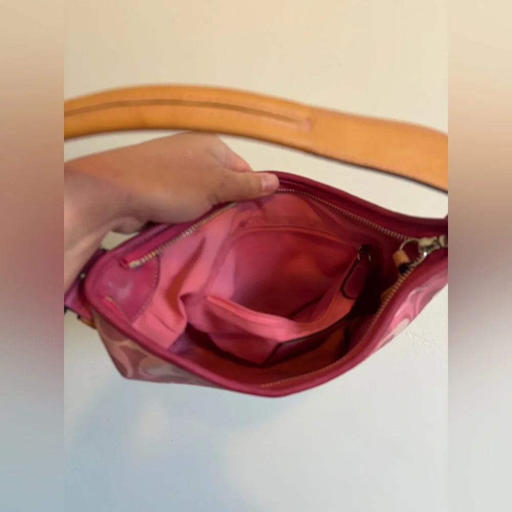 Y2K Coach Soho Pink Optic Signature Mini Bag Vintage Leather Purse - Picture 8 of 9